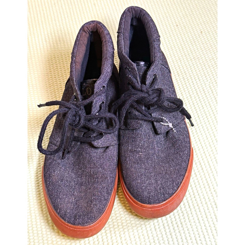 Polo Ralph Lauren Gray Canvas Lace-Up Sneakers Brown Rubber Sole Logo US 6